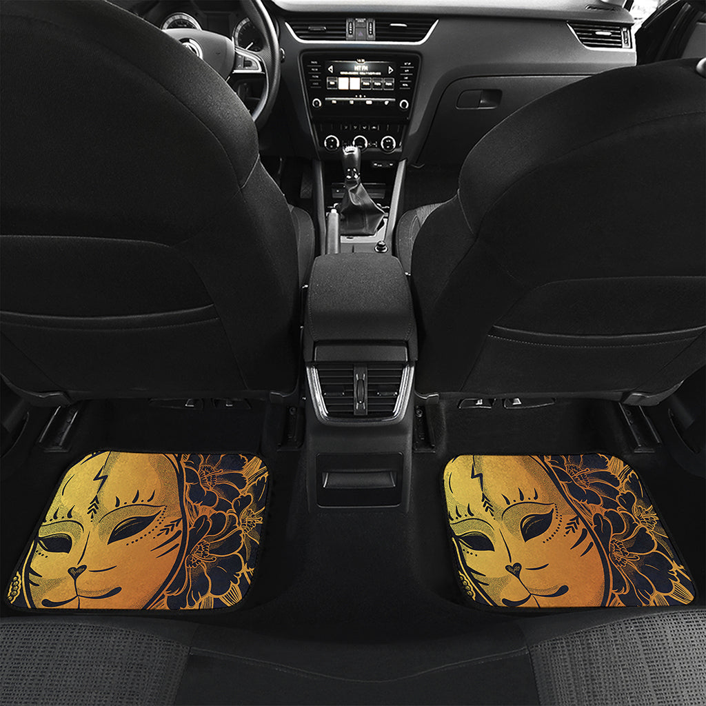 Japanese Fox Mask Print Front and Back Car Floor Mats