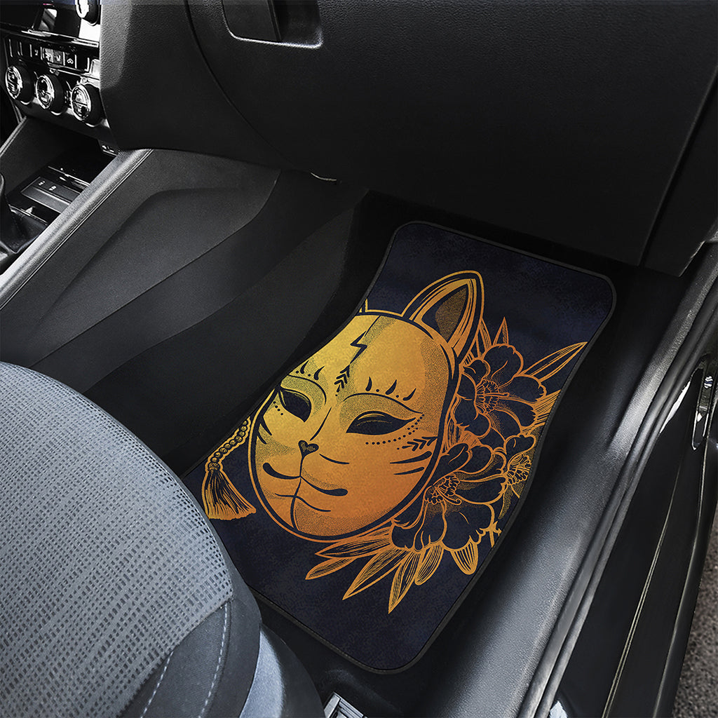 Japanese Fox Mask Print Front and Back Car Floor Mats