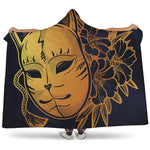 Japanese Fox Mask Print Hooded Blanket