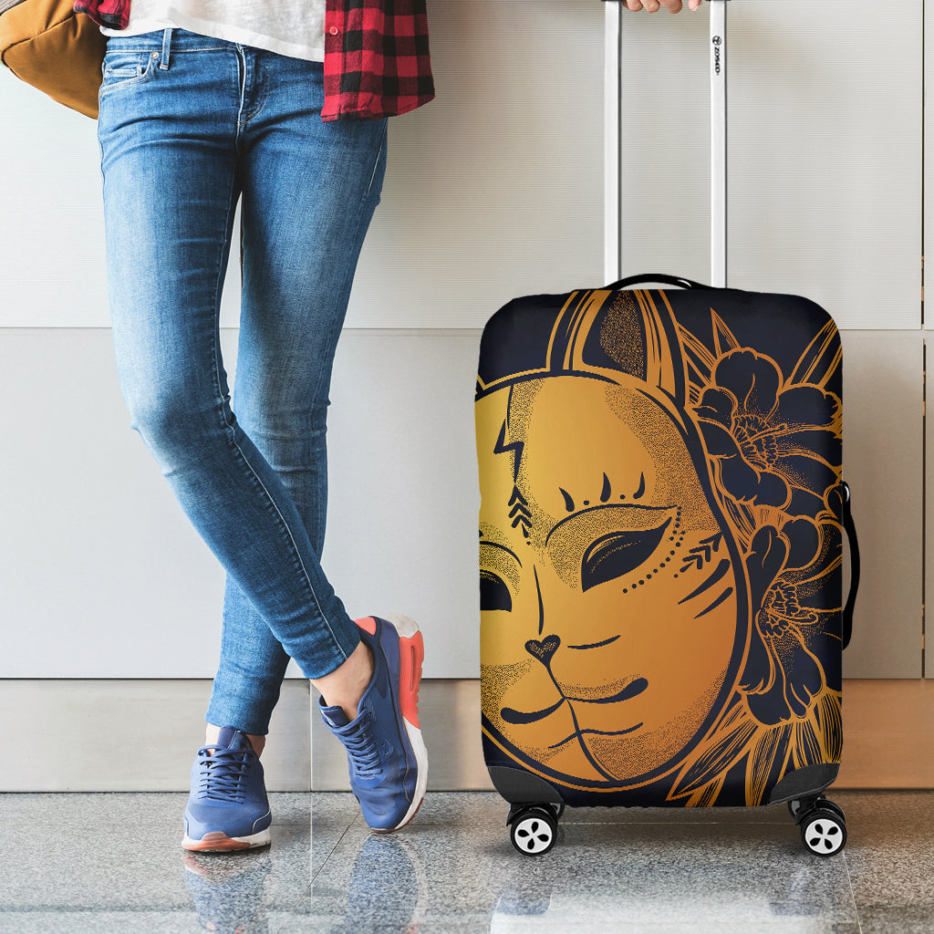 Japanese Fox Mask Print Luggage Cover
