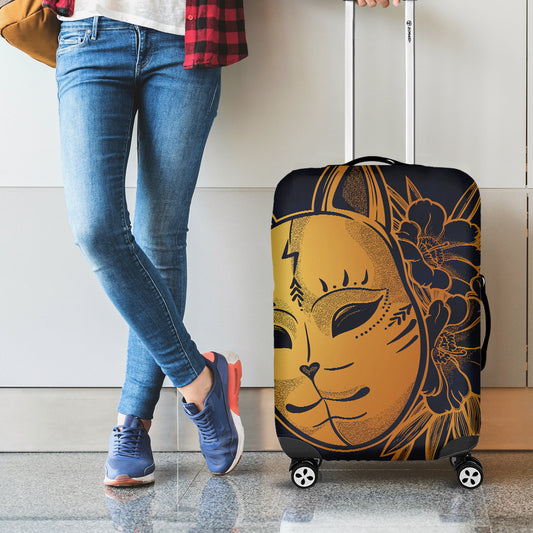 Japanese Fox Mask Print Luggage Cover