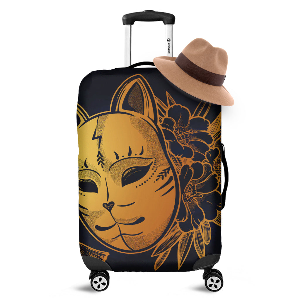 Japanese Fox Mask Print Luggage Cover