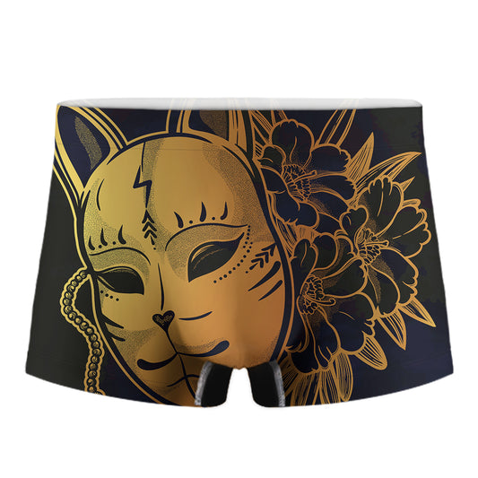 Japanese Fox Mask Print Men's Boxer Briefs