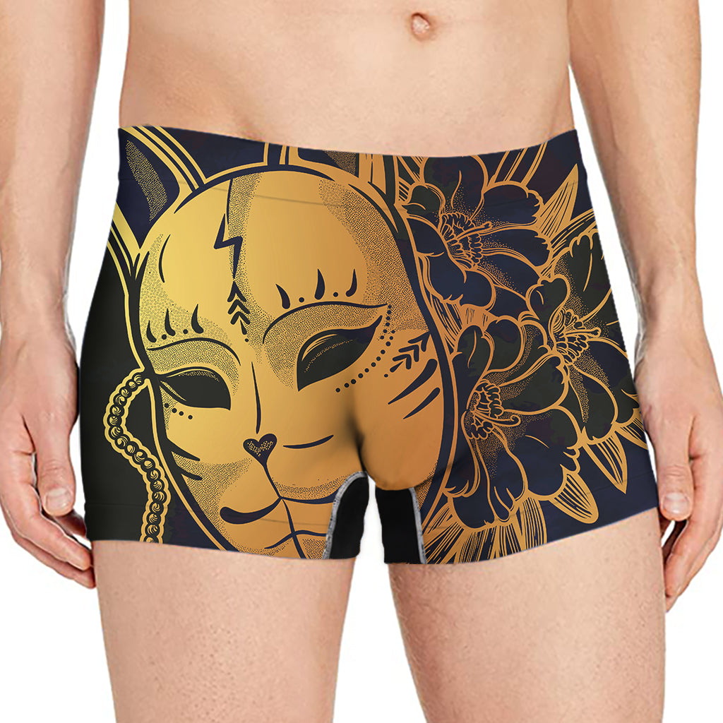 Japanese Fox Mask Print Men's Boxer Briefs