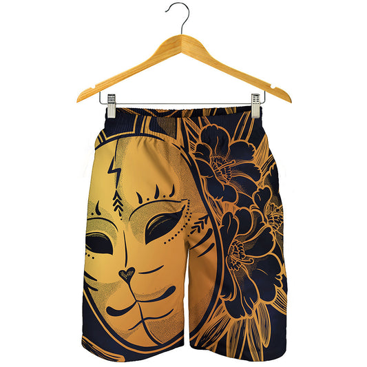 Japanese Fox Mask Print Men's Shorts
