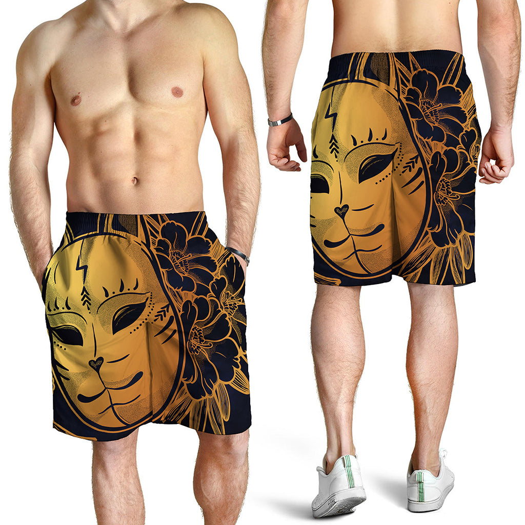 Japanese Fox Mask Print Men's Shorts