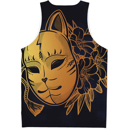Japanese Fox Mask Print Men's Tank Top