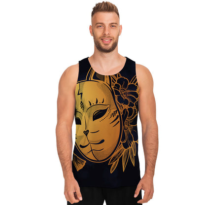 Japanese Fox Mask Print Men's Tank Top