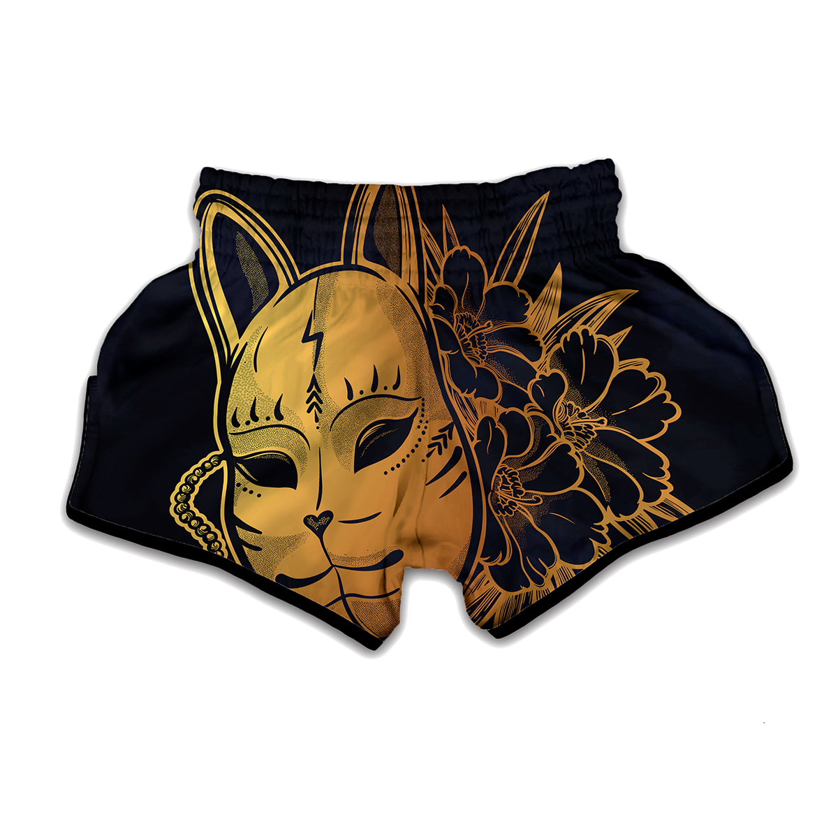 Japanese Fox Mask Print Muay Thai Boxing Shorts