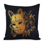 Japanese Fox Mask Print Pillow Cover