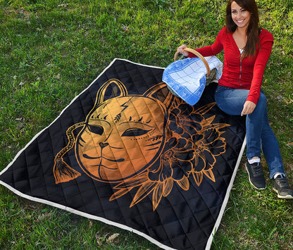 Japanese Fox Mask Print Quilt