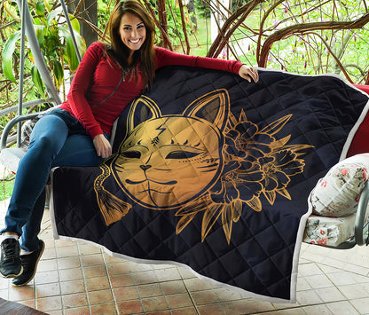Japanese Fox Mask Print Quilt