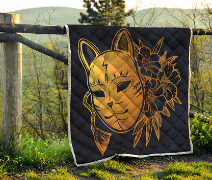 Japanese Fox Mask Print Quilt