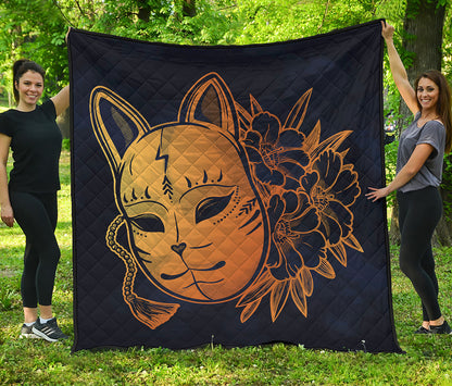Japanese Fox Mask Print Quilt