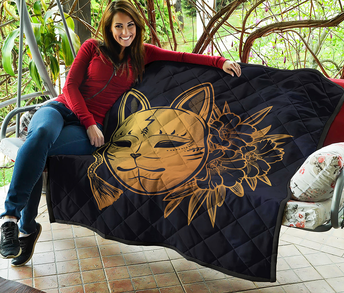 Japanese Fox Mask Print Quilt