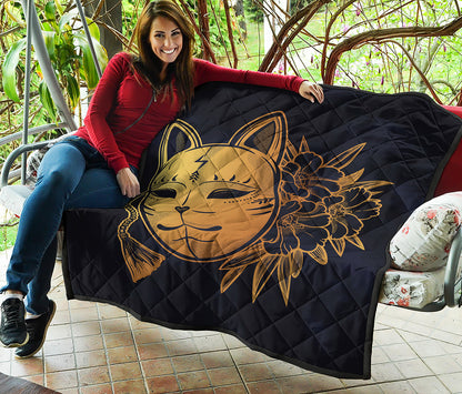 Japanese Fox Mask Print Quilt