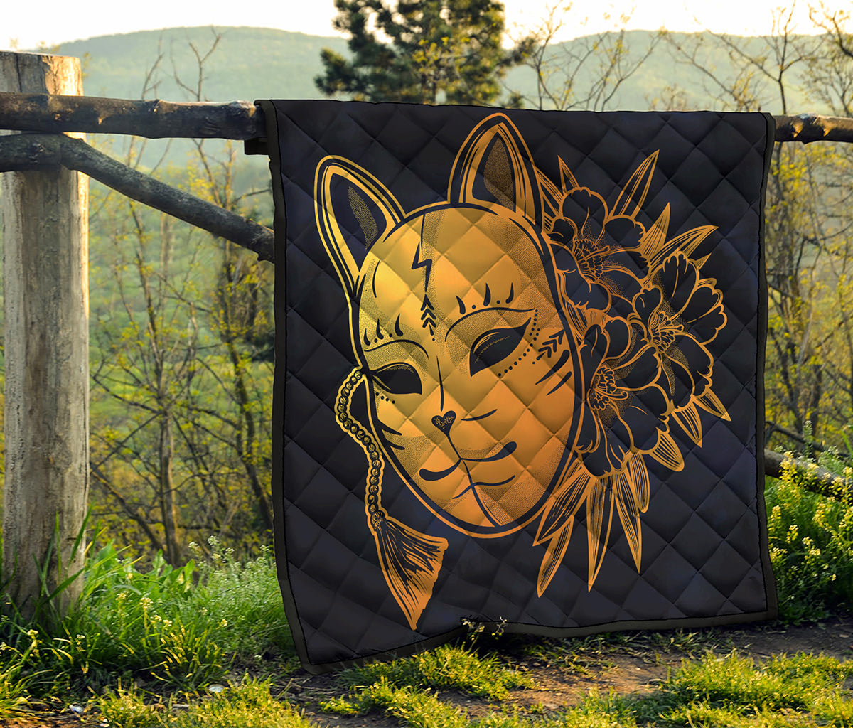 Japanese Fox Mask Print Quilt