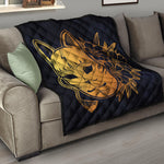 Japanese Fox Mask Print Quilt