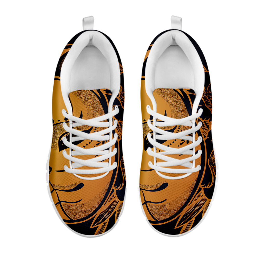 Japanese Fox Mask Print White Sneakers