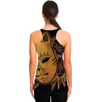 Japanese Fox Mask Print Women's Racerback Tank Top
