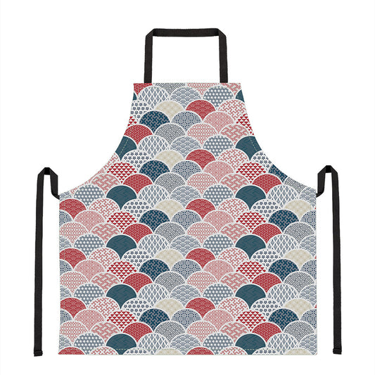 Japanese Geometric Pattern Print Apron