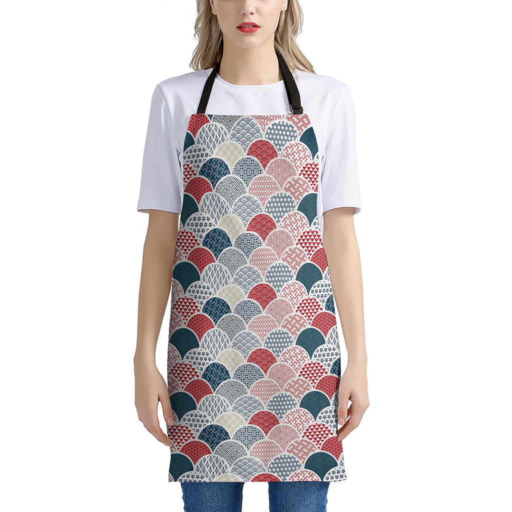Japanese Geometric Pattern Print Apron