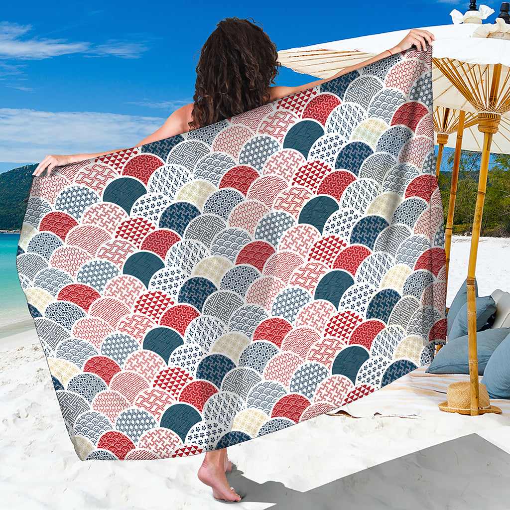 Japanese Geometric Pattern Print Beach Sarong Wrap