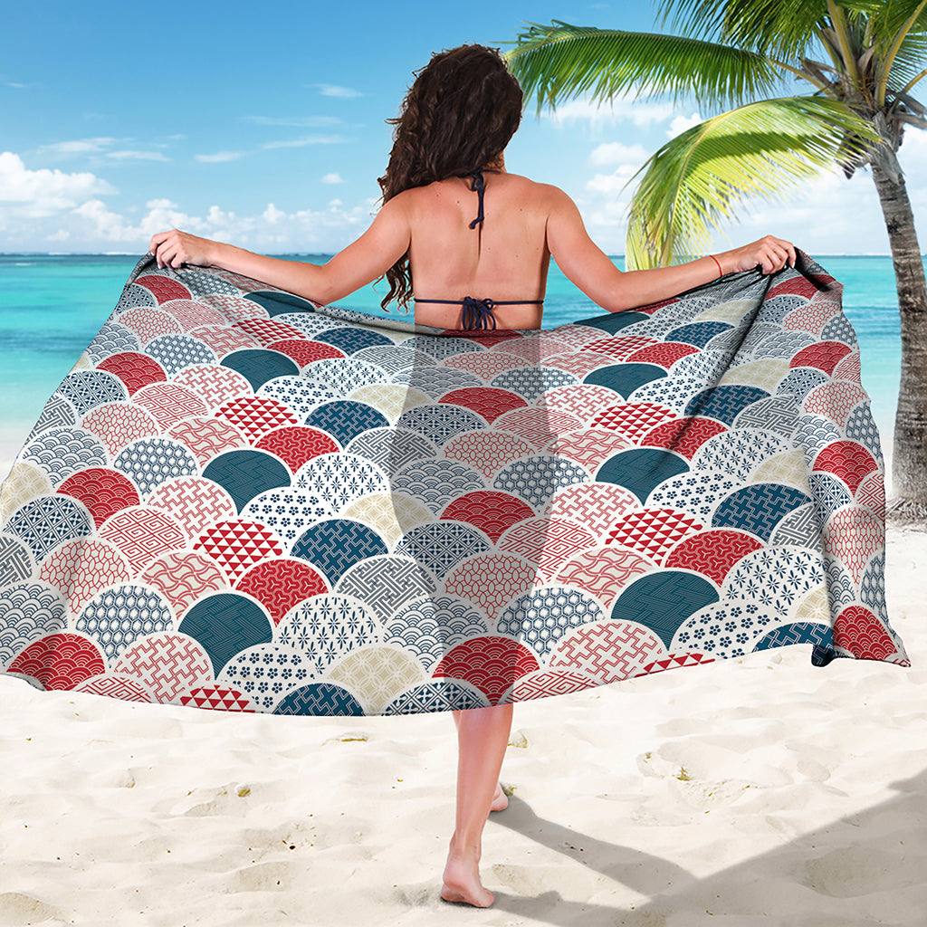 Japanese Geometric Pattern Print Beach Sarong Wrap