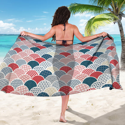Japanese Geometric Pattern Print Beach Sarong Wrap