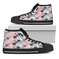 Japanese Geometric Pattern Print Black High Top Sneakers