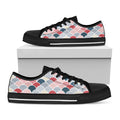 Japanese Geometric Pattern Print Black Low Top Sneakers