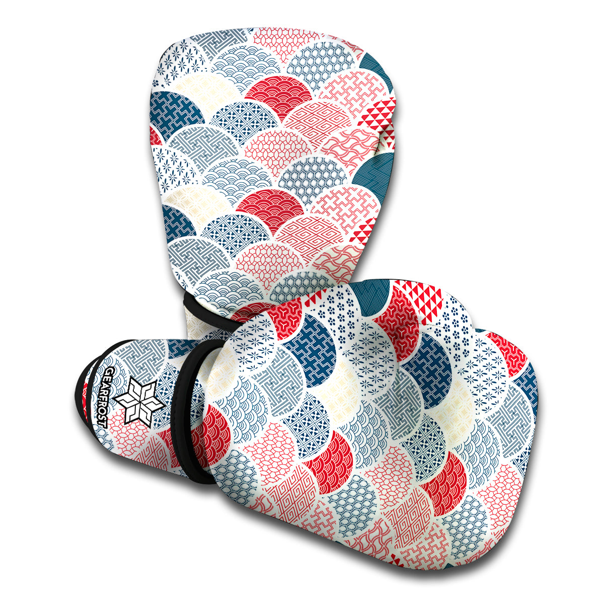Japanese Geometric Pattern Print Boxing Gloves