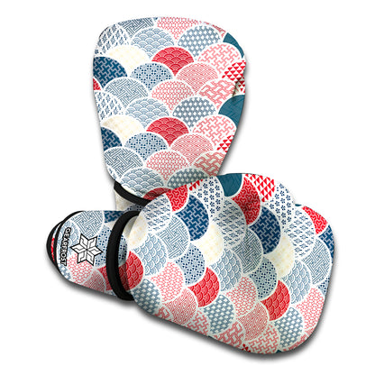 Japanese Geometric Pattern Print Boxing Gloves