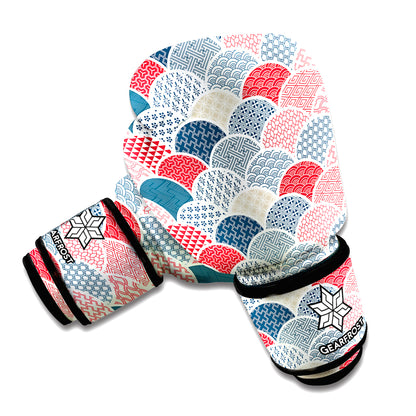 Japanese Geometric Pattern Print Boxing Gloves