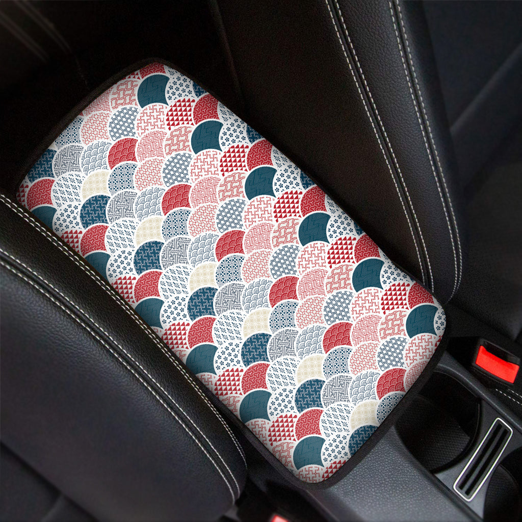 Japanese Geometric Pattern Print Car Center Console Cover