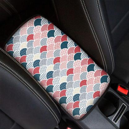 Japanese Geometric Pattern Print Car Center Console Cover