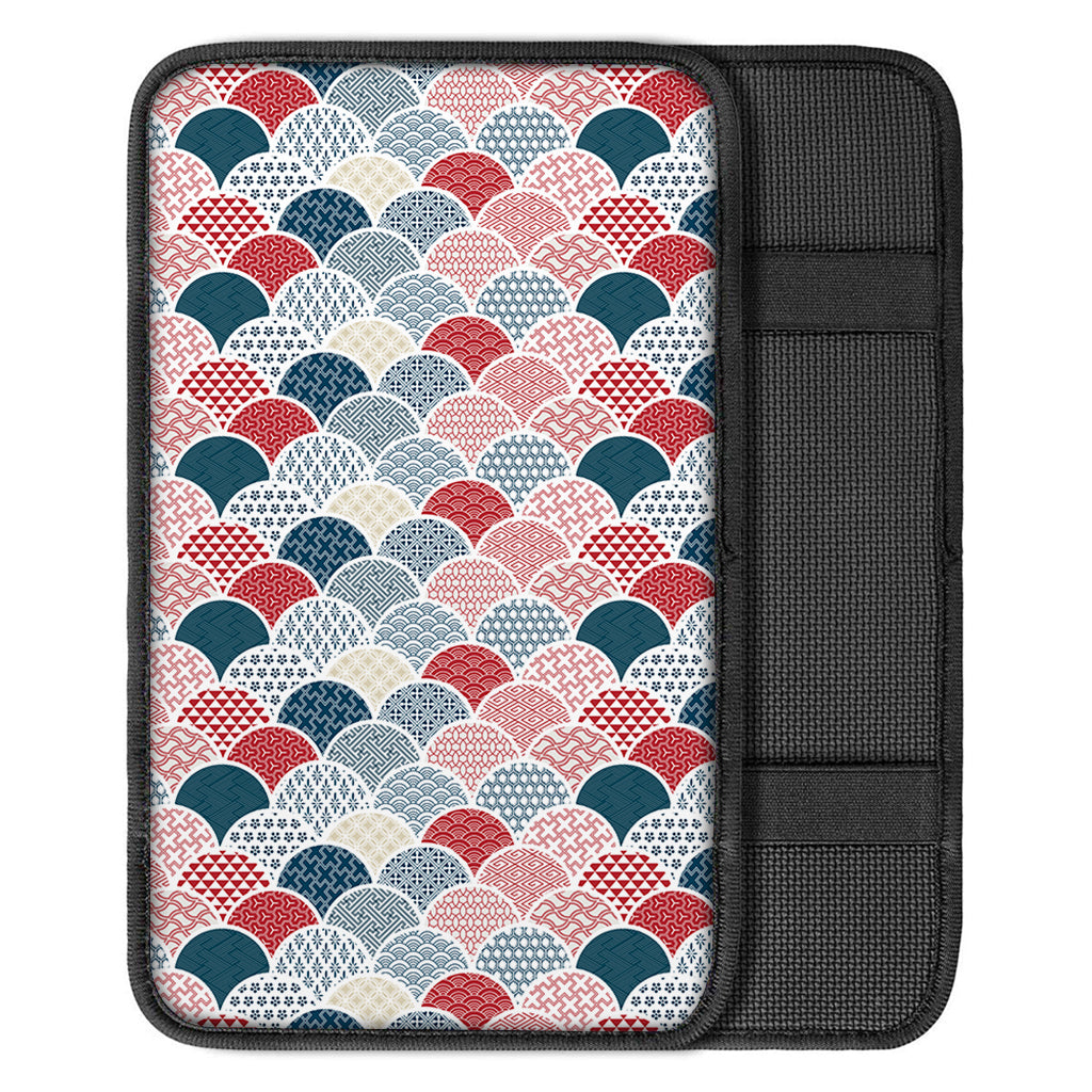 Japanese Geometric Pattern Print Car Center Console Cover