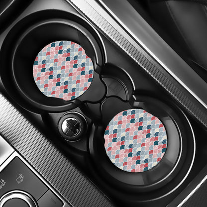 Japanese Geometric Pattern Print Car Coasters