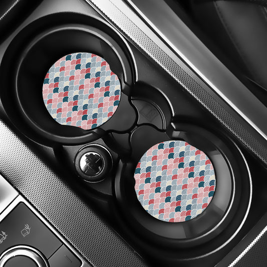 Japanese Geometric Pattern Print Car Coasters