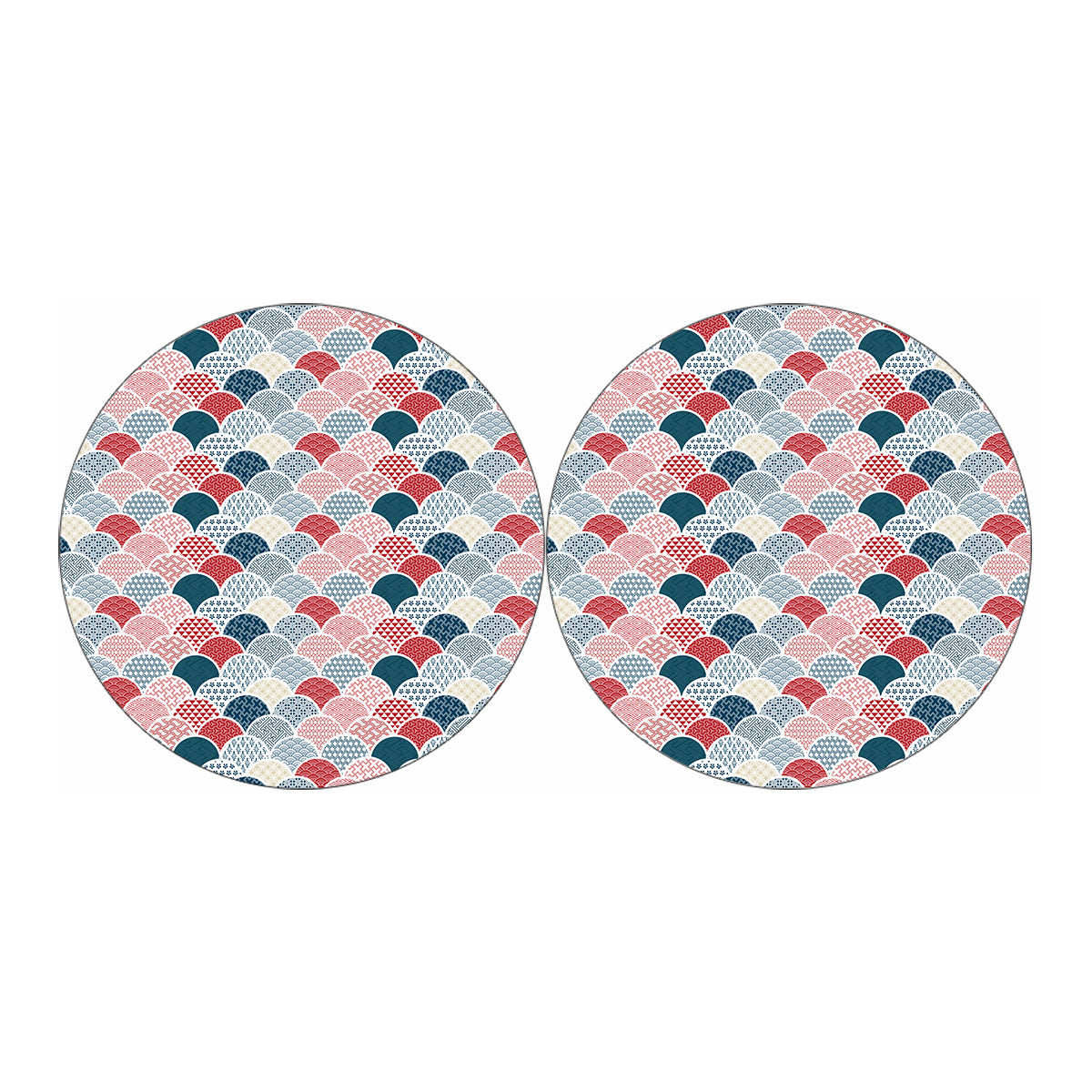 Japanese Geometric Pattern Print Car Coasters