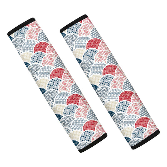 Japanese Geometric Pattern Print Car Seat Belt Covers