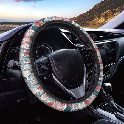 Japanese Geometric Pattern Print Car Steering Wheel Cover