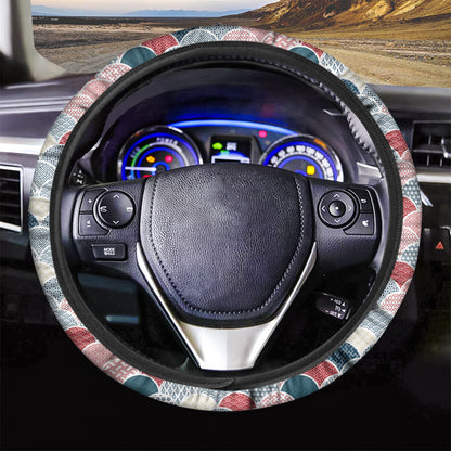 Japanese Geometric Pattern Print Car Steering Wheel Cover