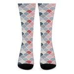 Japanese Geometric Pattern Print Crew Socks