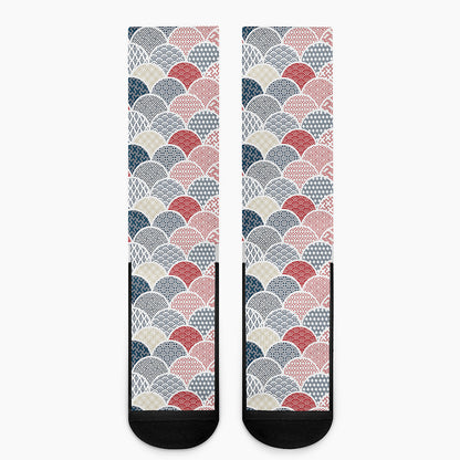 Japanese Geometric Pattern Print Crew Socks