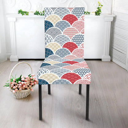 Japanese Geometric Pattern Print Dining Chair Slipcover