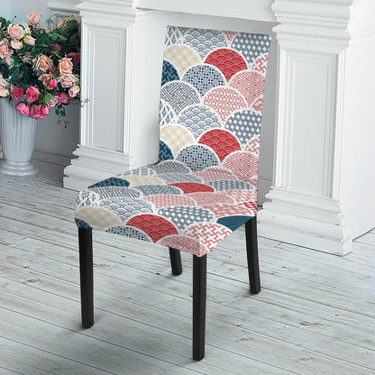 Japanese Geometric Pattern Print Dining Chair Slipcover