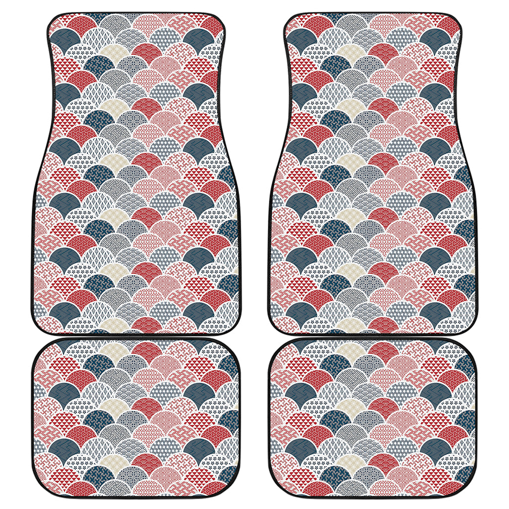 Japanese Geometric Pattern Print Front and Back Car Floor Mats