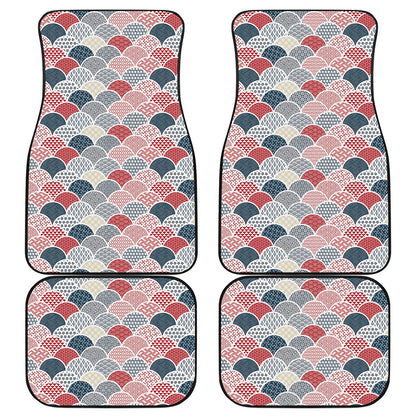 Japanese Geometric Pattern Print Front and Back Car Floor Mats