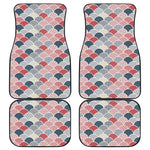 Japanese Geometric Pattern Print Front and Back Car Floor Mats
